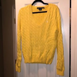 Cable knit v-neck sweater